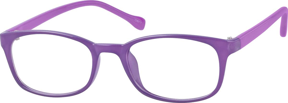 Angle view of Kids’ Rectangle Glasses 128517 in Purple