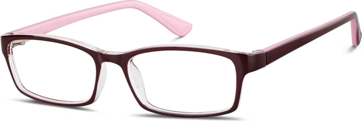 Angle view of Kids’ Rectangle Glasses 128818 in Red