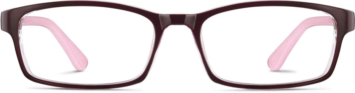 Front view of Kids’ Rectangle Glasses 128818 in Red