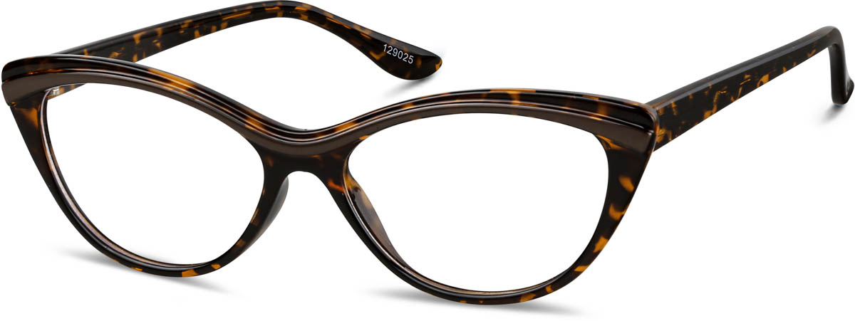 Zenni Women's Cat-Eye Prescription Sunglasses Tortoise Shell Plastic Full Rim Frame, Universal Bridge Fit, Blokz Blue Light Sunglasses, 129025s