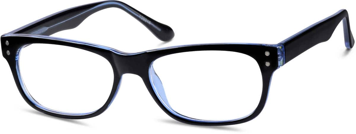 Angle view of Rectangle Glasses 129216 in Blue