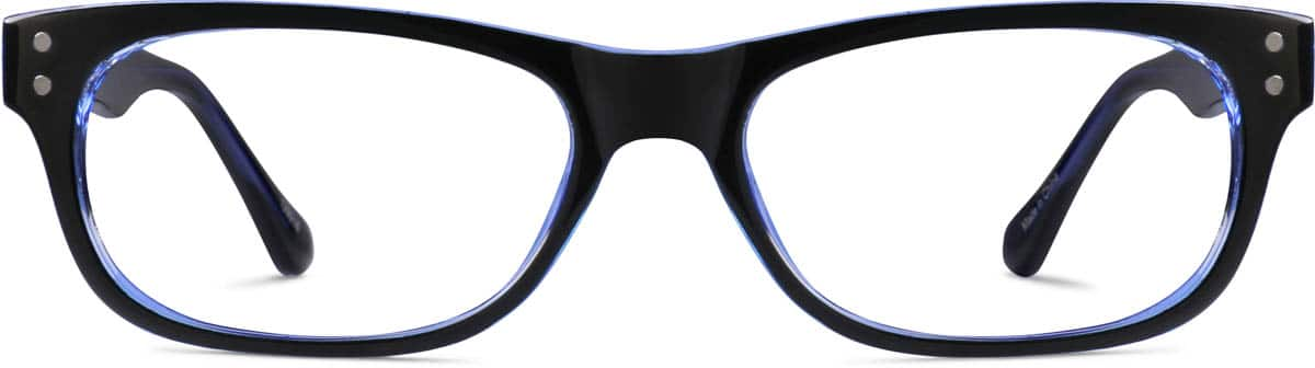 Front view of Rectangle Glasses 129216 in Blue