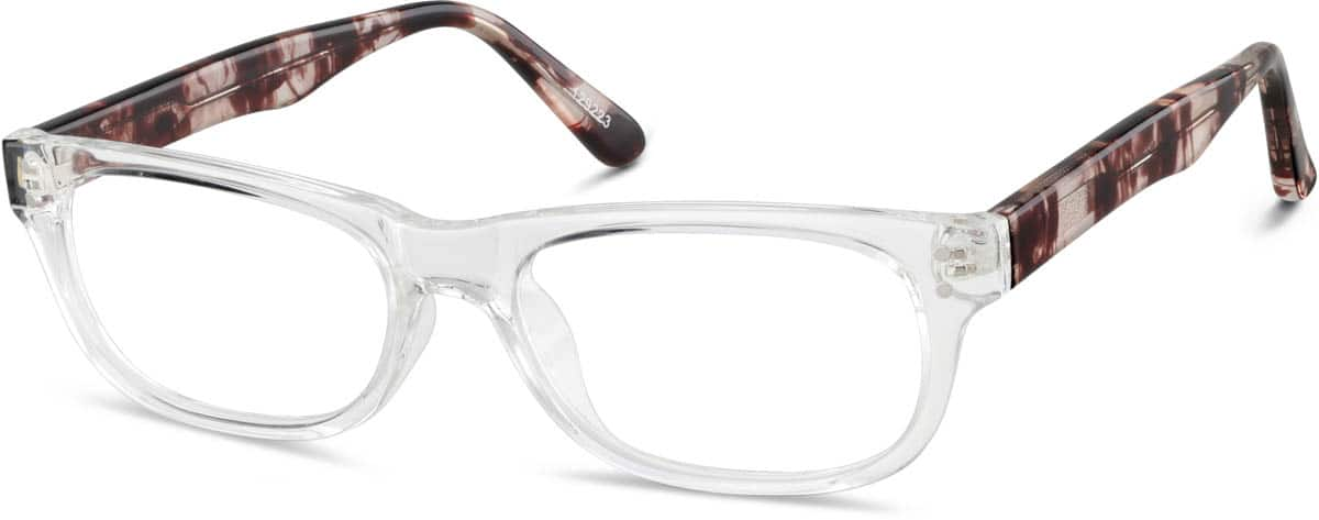 Angle view of Rectangle Glasses 129223 in Translucent