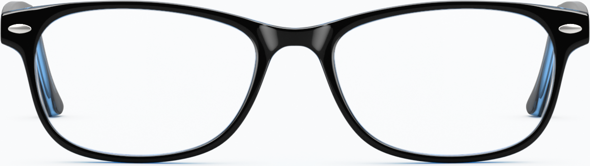 Front view of Rectangle Glasses 129521 in Black thumbnail