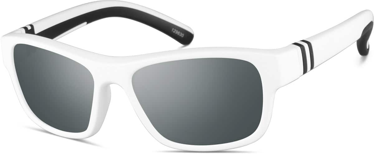 Angle view of Premium Rectangle Sunglasses 129630 in White