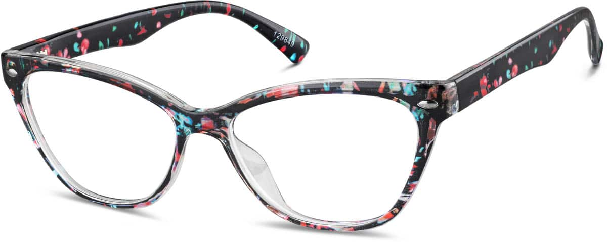 Angle view of Cat-Eye Glasses 129849 in Pattern