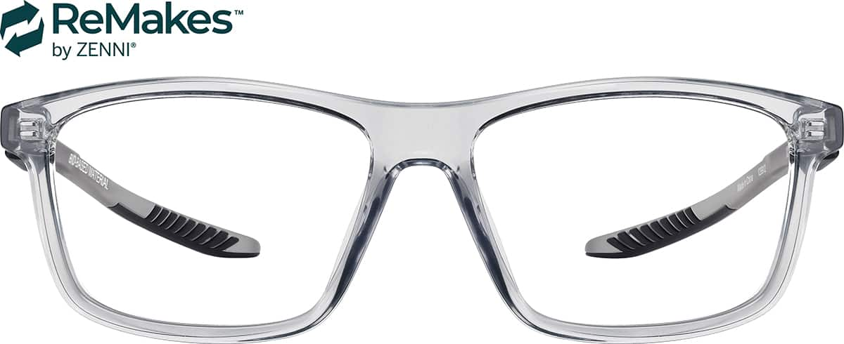 Front view of Rectangle Glasses 129912 in Gray