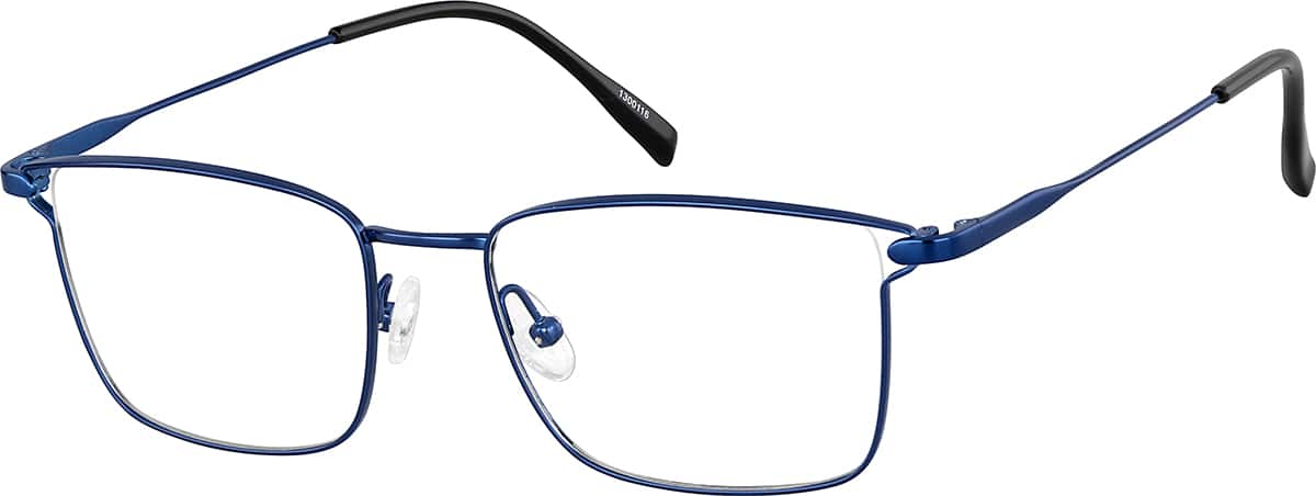 Angle view of Titanium Rectangle Glasses 1300116 in Blue