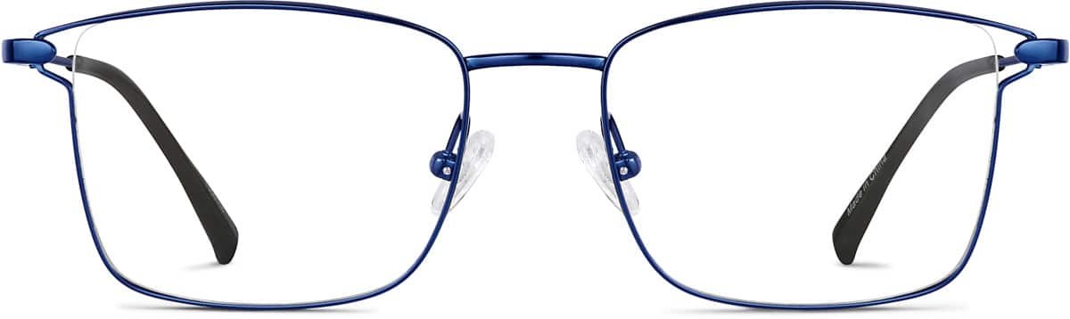 Front view of Titanium Rectangle Glasses 1300116 in Blue