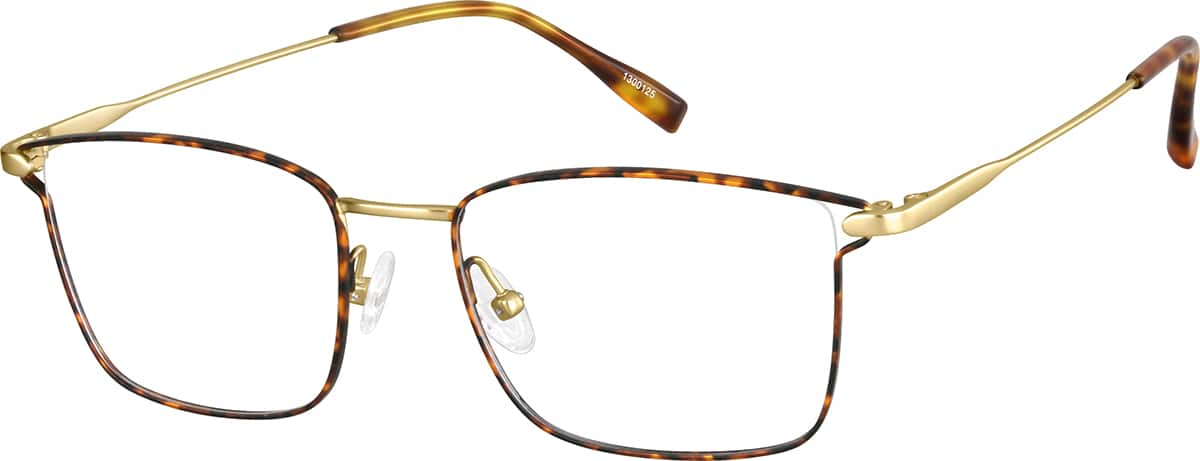 Angle view of Titanium Rectangle Glasses 1300125 in Tortoiseshell