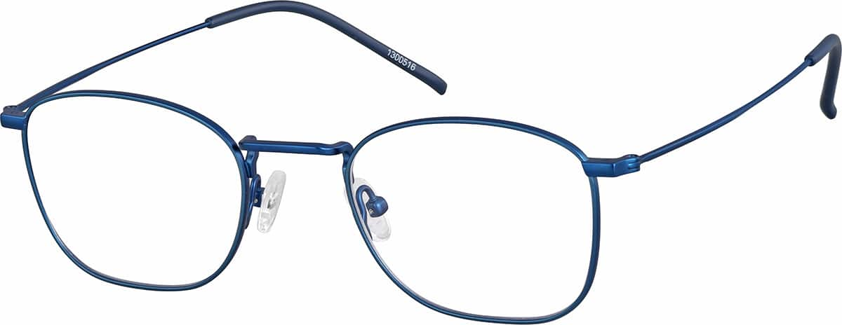 Angle view of Square Glasses 1300516 in Blue