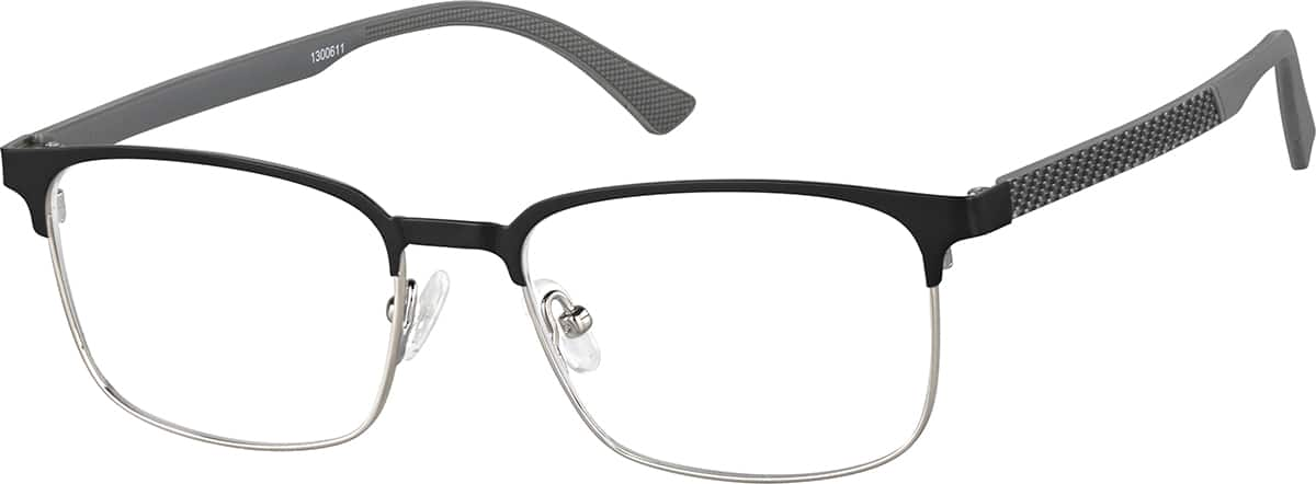 Angle view of Browline Glasses 1300611 in Dark Gray