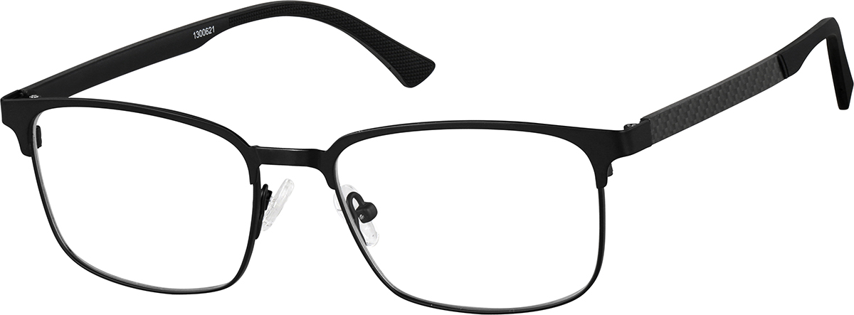 Zenni Men's Browline Prescription Glasses Black Carbon Fiber Full Rim Frame