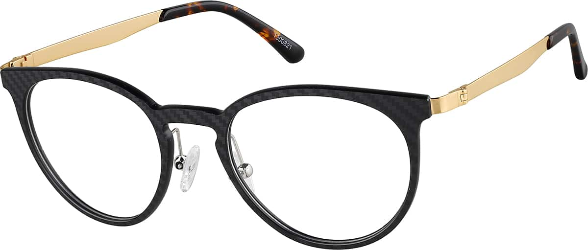 Angle view of Round Glasses 1300821 in Black