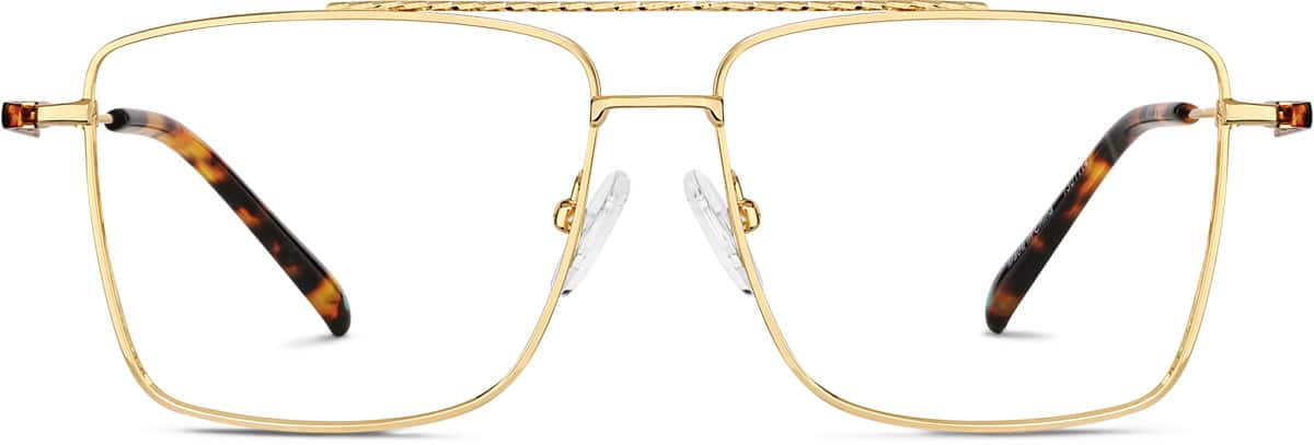 Front view of Aviator Glasses 1301114 in Gold