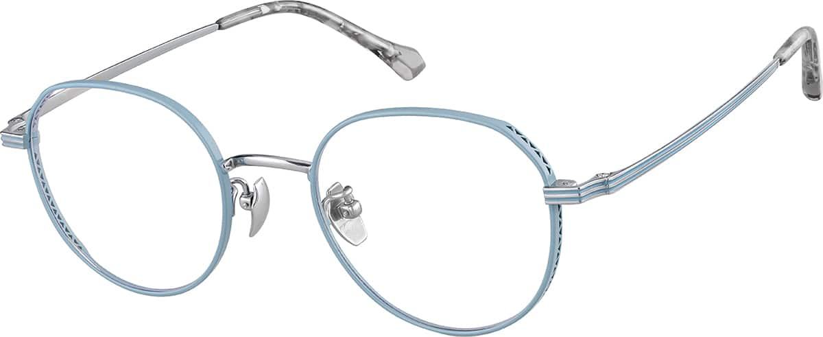 Angle view of Round Glasses 1301416 in Blue