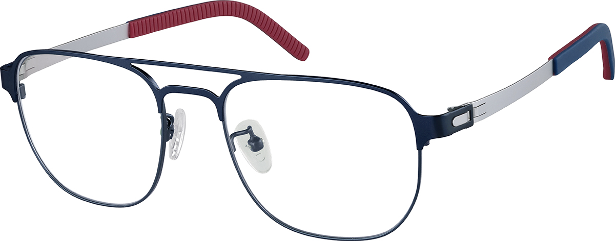 Zenni Men's Aviator Prescription Glasses Blue Titanium Full Rim Frame