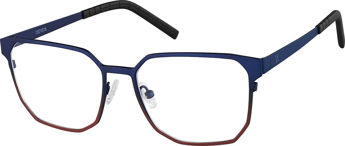 Angle view of Square Glasses 1301616 in Blue/Red