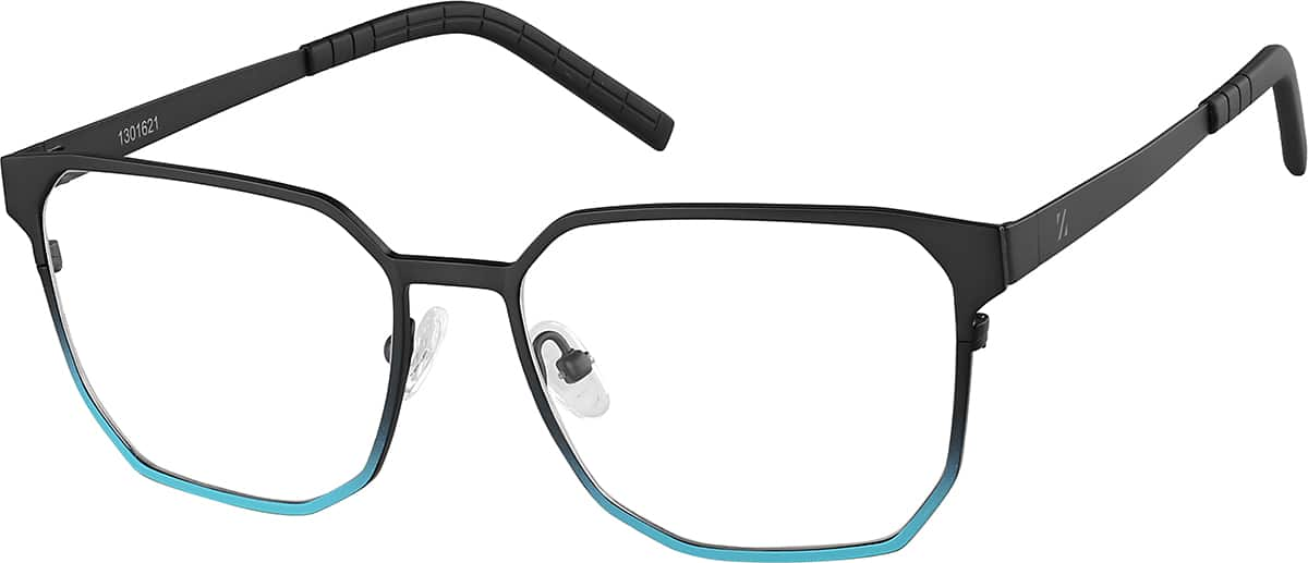 Angle view of Square Glasses 1301621 in Black/Blue