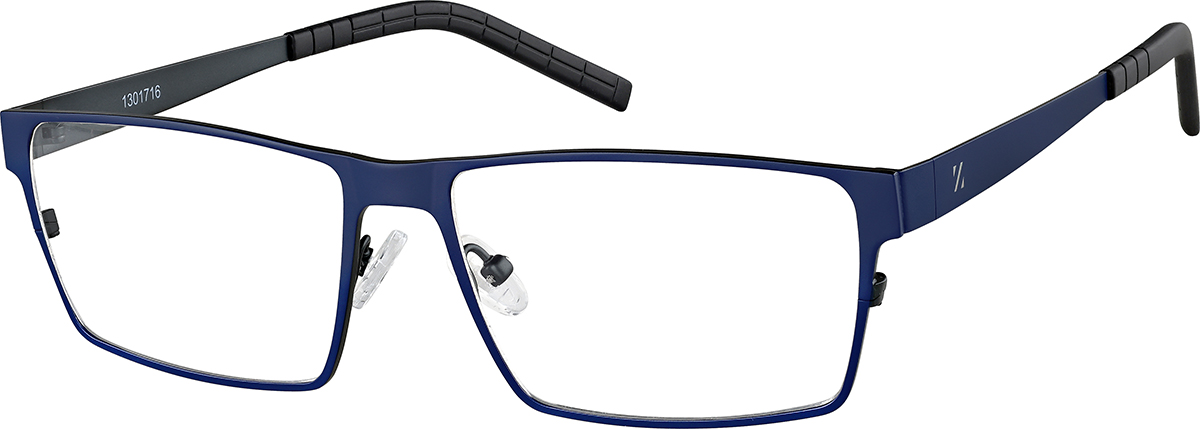 Zenni Men's Rectangle Prescription Glasses Blue Titanium Full Rim Frame