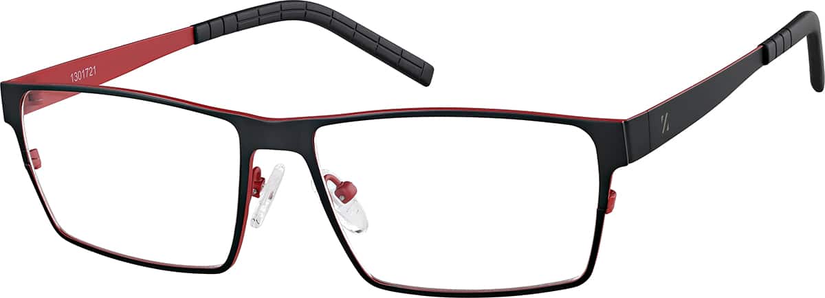 Angle view of Rectangle Glasses 1301721 in Black/Red