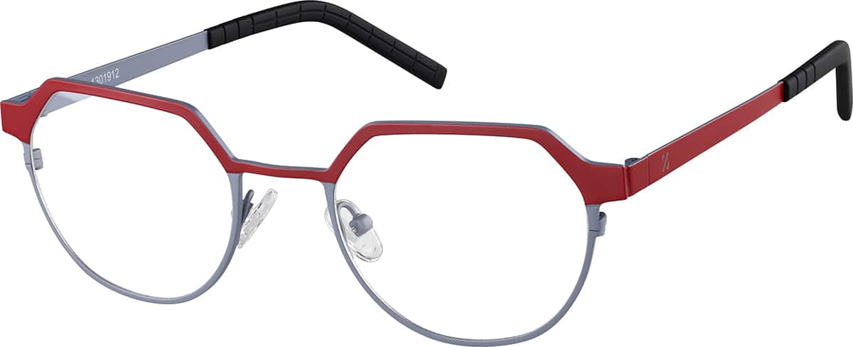 Angle view of Geometric Glasses 1301912 in Red/Gray