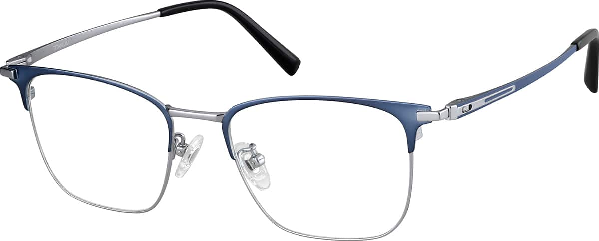 Angle view of Browline Glasses 1302016 in Blue