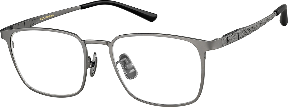 Zenni Mens Rectangle Prescription Glasses Gray Titanium Full Rim Frame