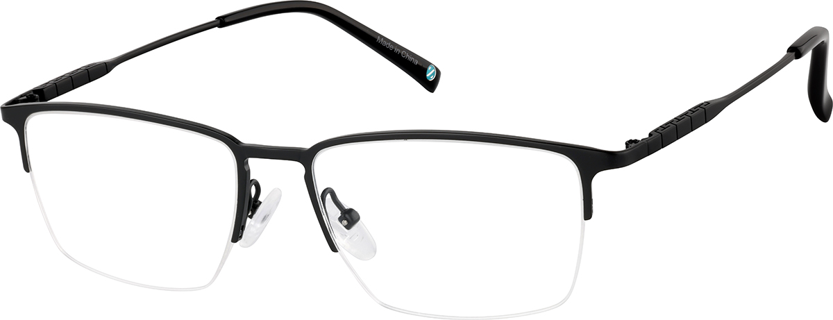 Zenni Men's Rectangle Prescription Glasses Black Titanium Frame