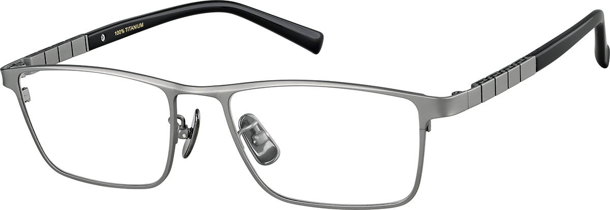 Zenni Mens Rectangle Prescription Glasses Gray Titanium Full Rim Frame