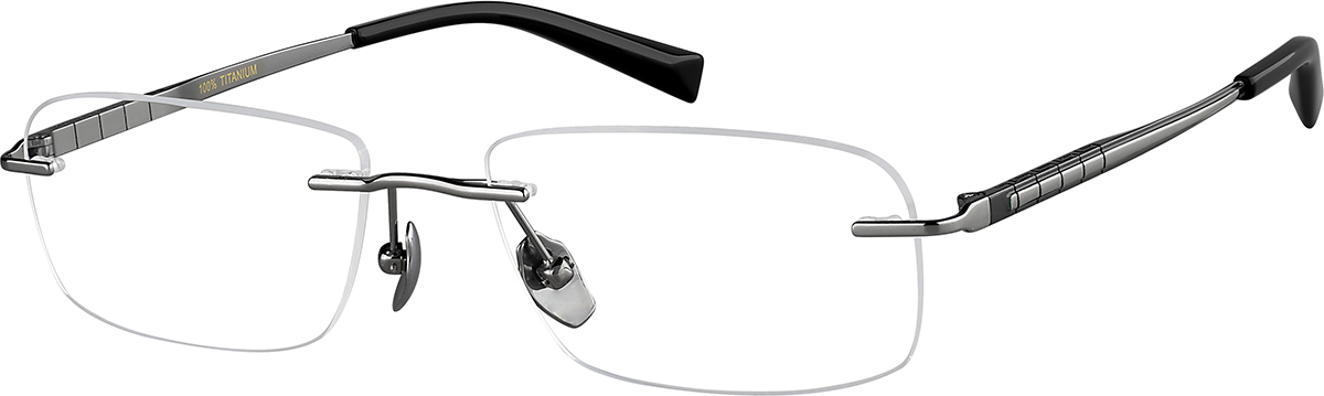 Zenni Rimless Prescription Glasses Gray Titanium Frame