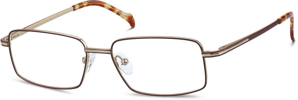 Angle view of Titanium Rectangle Glasses 130315 in Brown