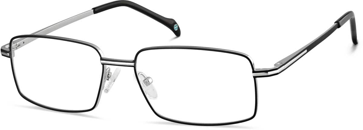 Angle view of Titanium Rectangle Glasses 130321 in Black