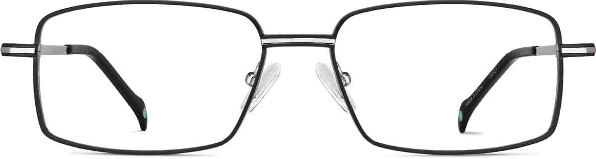 Front view of Titanium Rectangle Glasses 130321 in Black