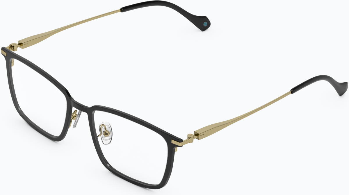 Angle view of Rectangle Glasses 1303521 in Black thumbnail