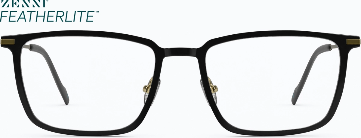 Front view of Rectangle Glasses 1303521 in Black thumbnail