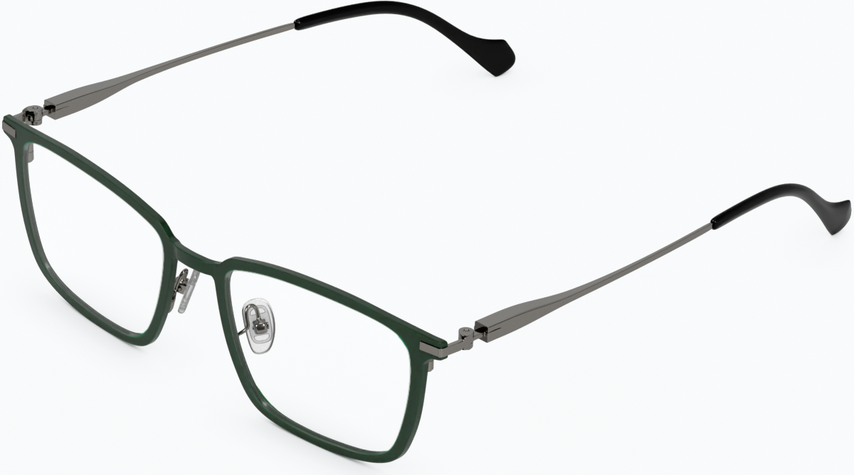 Angle view of Rectangle Glasses 1303524 in Green thumbnail