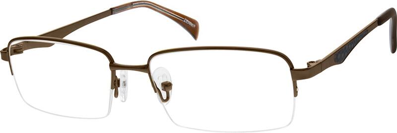 Angle view of Titanium Rectangle Glasses 130515 in Brown
