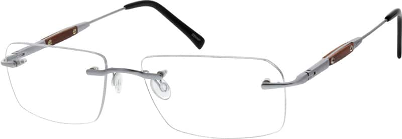 Angle view of Titanium Rimless Glasses 131111 in Silver