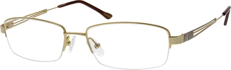 Angle view of Titanium Rectangle Glasses 131314 in Gold