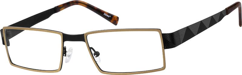 Angle view of Titanium Rectangle Glasses 132514 in Gold