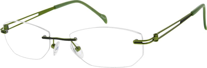 Angle view of Titanium Rimless Glasses 133424 in Green