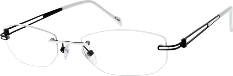 Angle view of Titanium Rimless Glasses 133430 in White