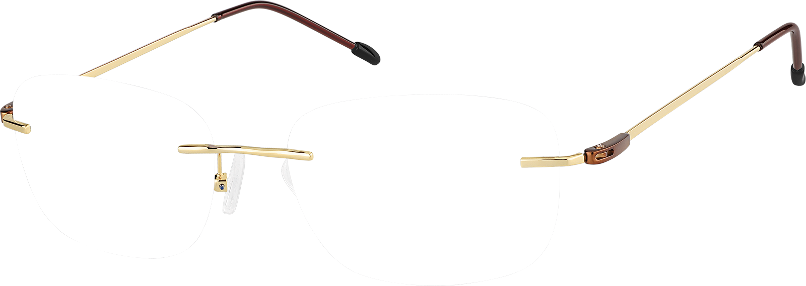 asローマ　XL Gold Customizable Titanium Rimless Glasses #133714 | Zenni
