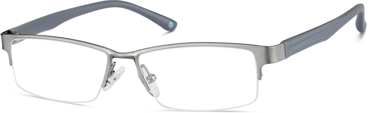 Zenni Mens Classic Rectangle Prescription Glasses Gray Titanium Frame