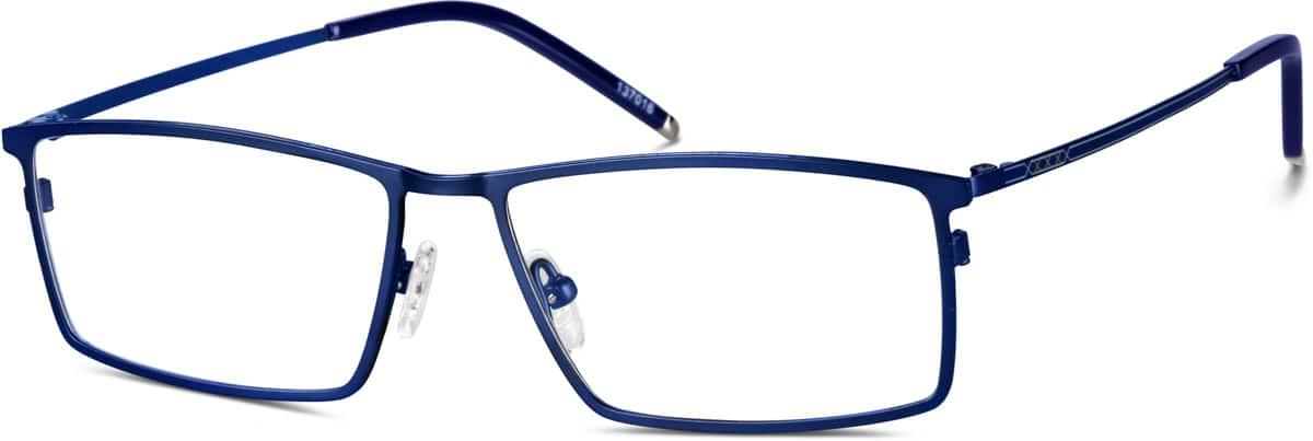 Angle view of Titanium Rectangle Glasses 137016 in Navy