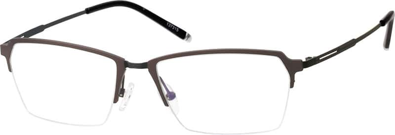 Angle view of Titanium Geometric Glasses 137315 in Brown