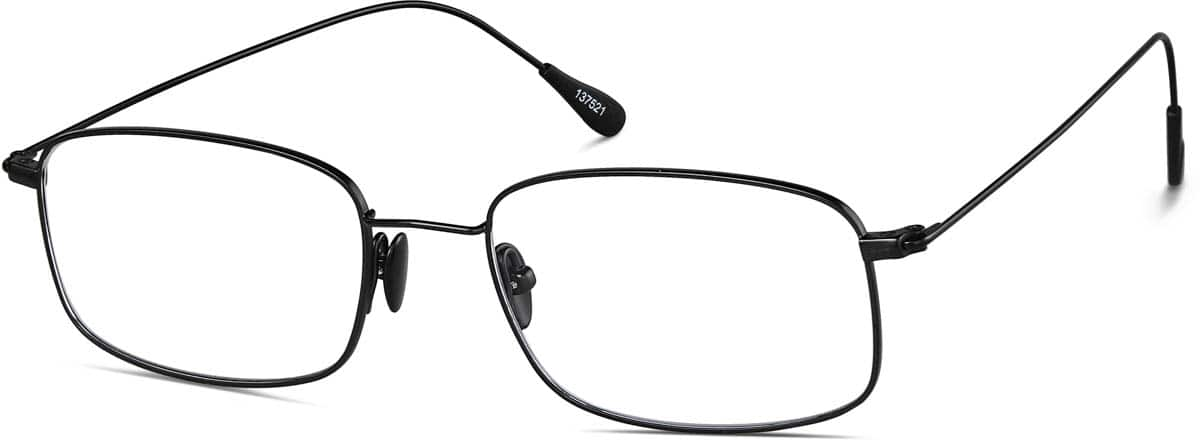 Angle view of Titanium Rectangle Glasses 137521 in Black