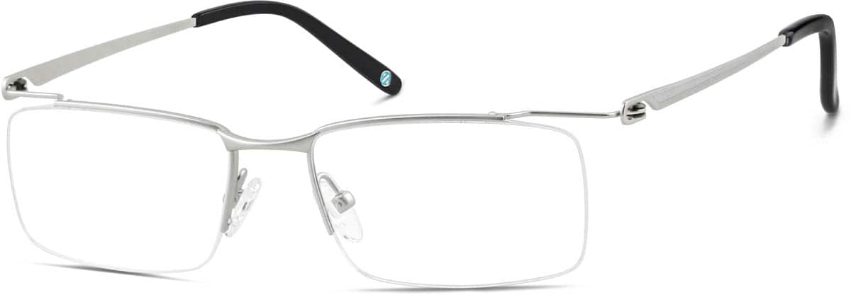 Angle view of Titanium Rectangle Glasses 137611 in Silver