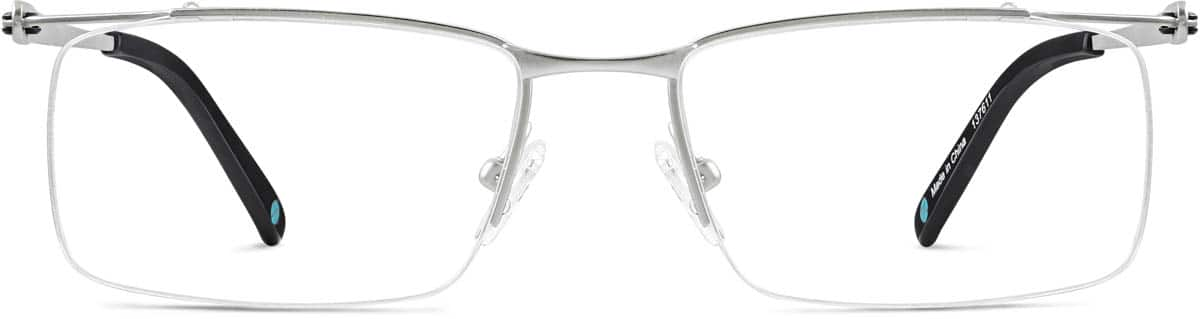 Front view of Titanium Rectangle Glasses 137611 in Silver